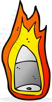 cartoon flaming bullet vector