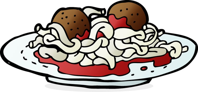 cartoon spaghetti and meatballs vector