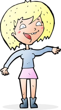 cartoon waving woman vector