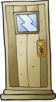 doodle cartoon door vector
