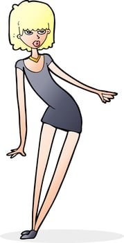 cartoon woman in dress leaning vector
