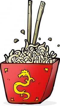 cartoon noodles in box vector