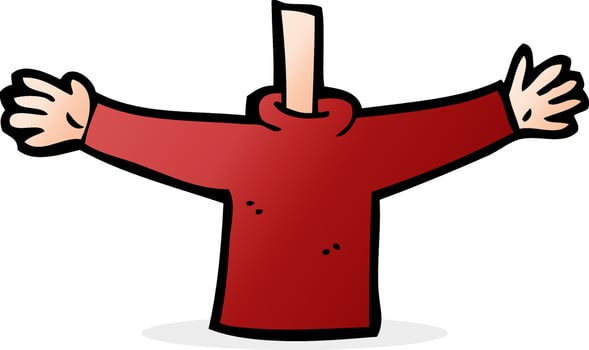 doodle cartoon body waving arms vector
