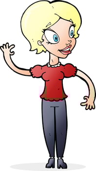 cartoon woman waving vector