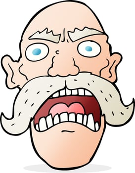 cartoon angry old man vector