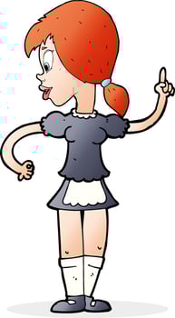 cartoon waitress calling order vector