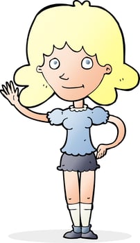 cartoon woman waving vector