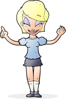 cartoon pretty girl with idea vector