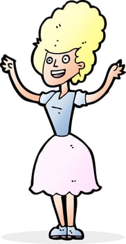 cartoon happy 1950's woman vector