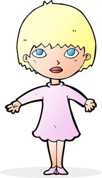 cartoon woman in dress vector