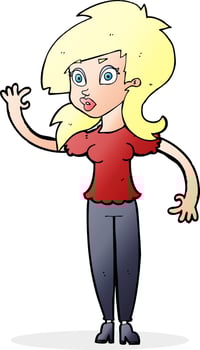 cartoon pretty woman waving vector