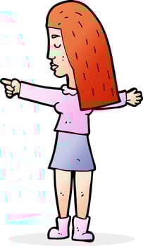 cartoon woman pointing vector