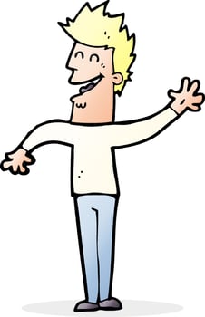 cartoon happy man waving vector