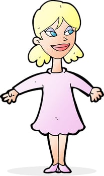 cartoon woman with open arms vector
