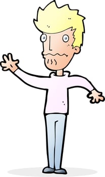 cartoon worried man reaching out vector