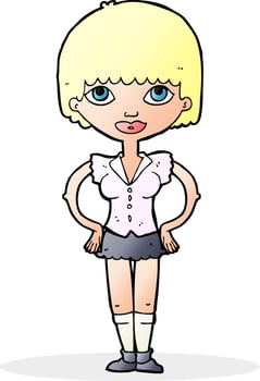 cartoon woman with hands on hips vector