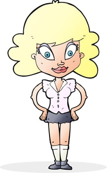 cartoon pretty woman vector