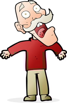cartoon terrified old man vector