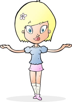cartoon woman making balancing gesture vector