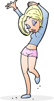 cartoon pretty woman dancing vector