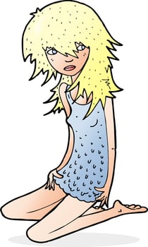 cartoon pretty girl vector