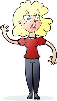 cartoon worried woman waving vector