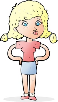 cartoon pretty girl with hands on hips vector