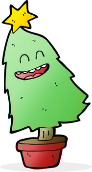 cartoon dancing christmas tree vector