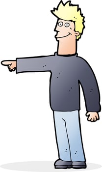 cartoon happy pointing man vector