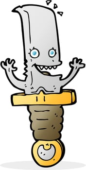 crazy cartoon knife character vector