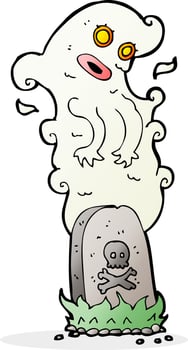 cartoon ghost rising from grave vector