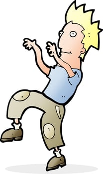 cartoon happy man doing funny dance vector