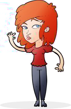 cartoon pretty woman waving vector