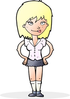 cartoon woman with hands on hips vector