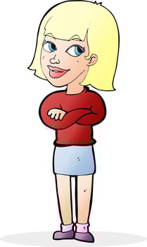 cartoon happy woman looking over vector