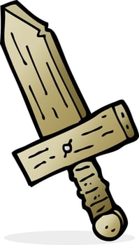 cartoon wooden sword vector