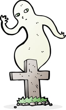 cartoon ghost rising from grave vector