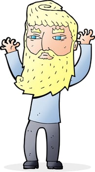 cartoon bearded man waving arms vector