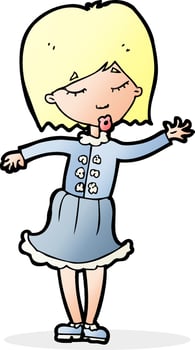 cartoon waving woman vector
