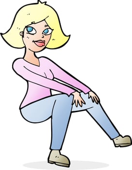 cartoon happywoman sitting vector
