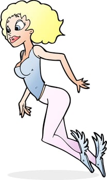 cartoon flying woman vector