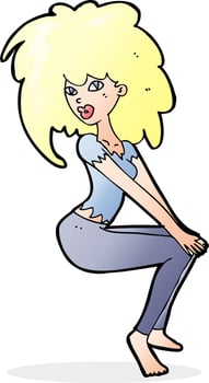 cartoon woman with big hair vector
