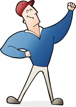 cartoon man striking heroic pose vector