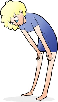 cartoon woman looking at her feet vector