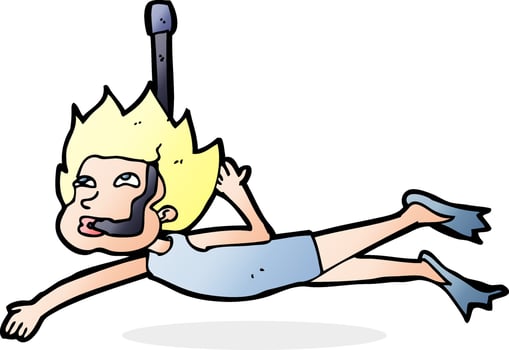 cartoon swimmer with snorkel vector