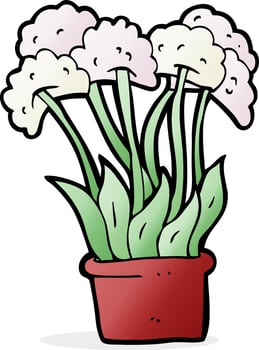 cartoon flowers in pot vector