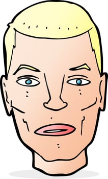 cartoon serious male face vector