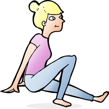 cartoon woman sitting vector