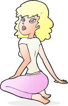 cartoon pretty woman vector