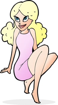 cartoon attractive woman posing vector